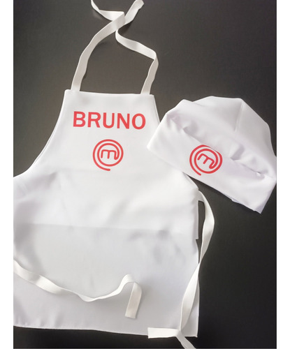 Delantal Y Gorro De Cocina Para Niño Personalizado Blanco Liso