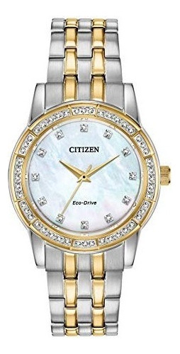 Citizen Silhouette Crystal White Dial Em0774-51d .. Dcmstore Correa Oro Rosa y Plata Bisel Oro rosa Fondo Madre Perla 61244