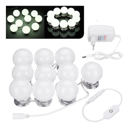 Luminária De Espelho Camarim 3 Tom De Luz 10 Lâmpadas De Led