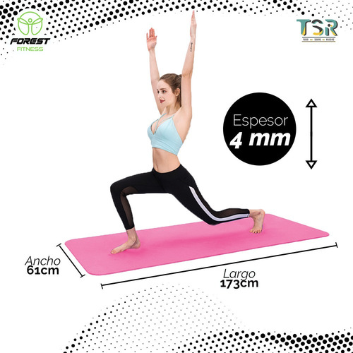 Imagen 2 de 8 de Yoga Mat Colchoneta Forest Fitness Liviana Enrollable 4mm