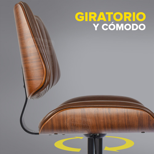2pzs Bancos Alto Giratorios Para Barra Cocina Bar Silla Alta Acabado De La Estructura Madera- Metal Color Marrón