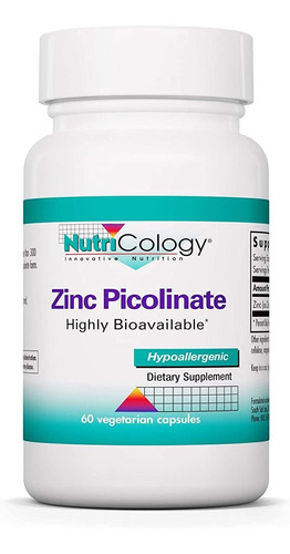 Zinc Picolinate  60 cápsulas Vegetarianas By Nutrico.