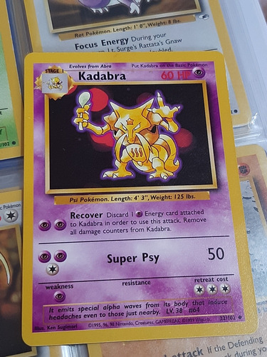 Kadabra 32/102,original De Pokemon Tcg,1999.