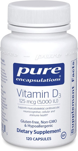 Pure Vitamina D3 125 Mcg Apoyo Salud Osea Cardiovascular 120