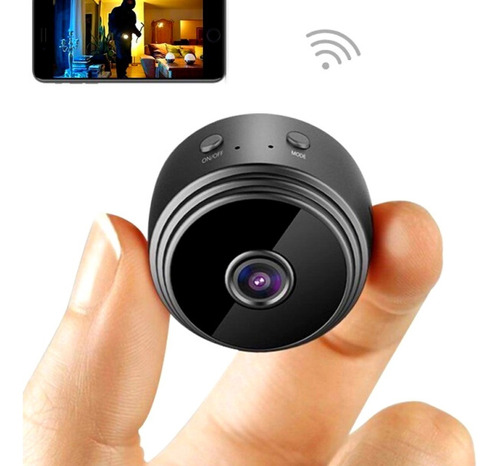 Mini Câmera Espiã Grava Vídeo Faz Foto E Escuta Áudio App Cor Preta