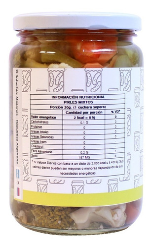 Imagen 2 de 2 de Pickles Mixtos Sabor Del Moconá X660g