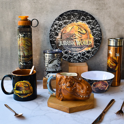 Taza Cuchara Ceramica Jurassic World / Park Dinosaurio 440ml