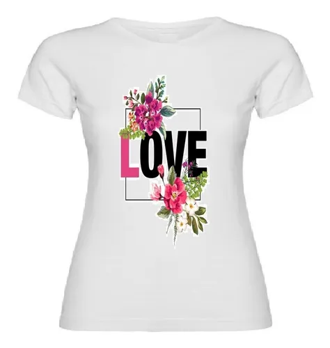 Camiseta Para Mujer Love Flores Camiseta Para Dama Cuotas sin