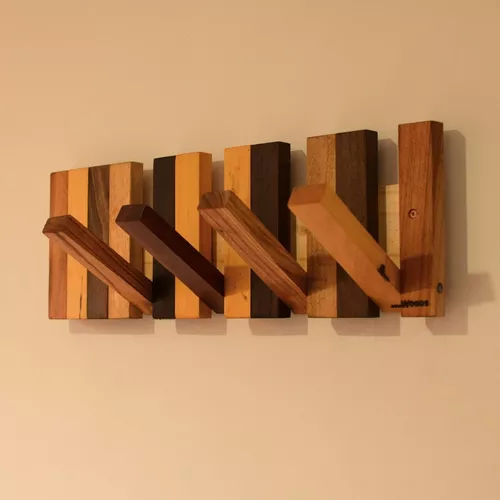 Perchero Nórdico De Pared Madera Paraíso 9 Perchas