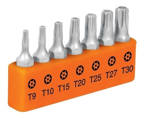 Juego De 7 Puntas Para Atornillar Torx Tamper Truper P7-15ts