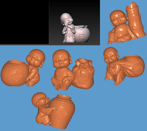 Bebe Buda Macetas Set X 7 Archivo Stl Para Impresion 3d