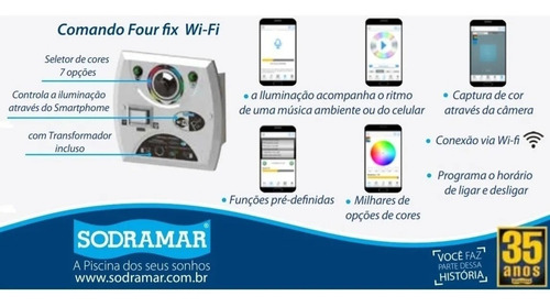 Kit 1 Comando Four Fix Wi-fi + 15 Led Smd 5w Rgb Sodramar