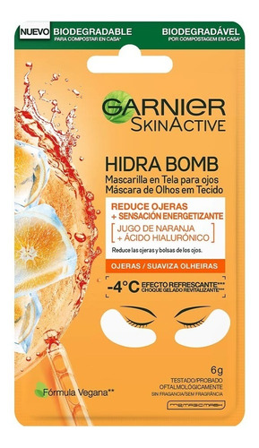 Parches Para Ojos Garnier Hidra Bomb Con Ácido Hialurónico Hidratante 6g
