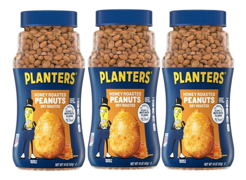 3 Frascos De Cacahuates Planters Honey Miel De 453 Gr C/u