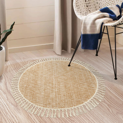 Collive Alfombra Redonda Tejida A Mano De Algodón Suave, Lav