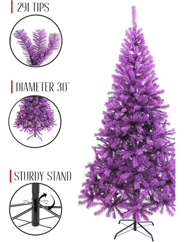 Arbol De Navidad Pino Canadiense Morado 1.2mts 291 Puntas
