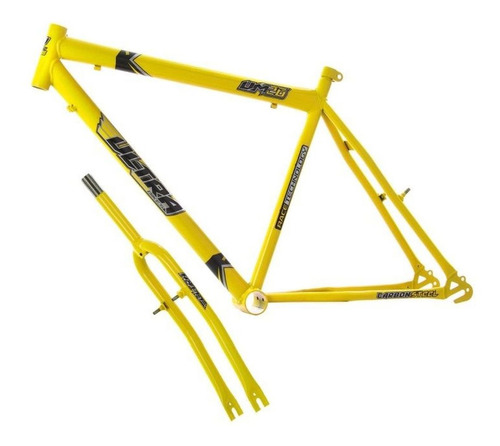 Quadro Aro 26 Ultra Bikes Em Aço Carbono Com Garfo Masculino Cor Amarelo