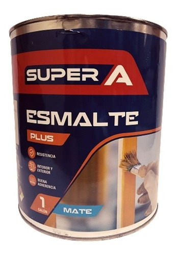 Pintura Esmalte Plus Mate Blanco 1 Galón Super A  Tipo B