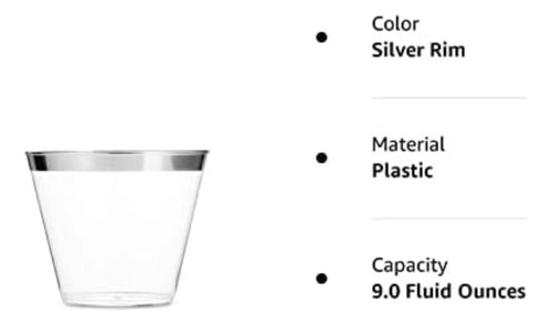 Munfix 100 Vasos De Plástico Plateados Vasos De Plástico Tra
