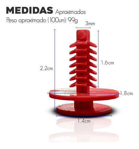 Pacote 100 Presilha Grampo Para Forro Porta Fiat Palio