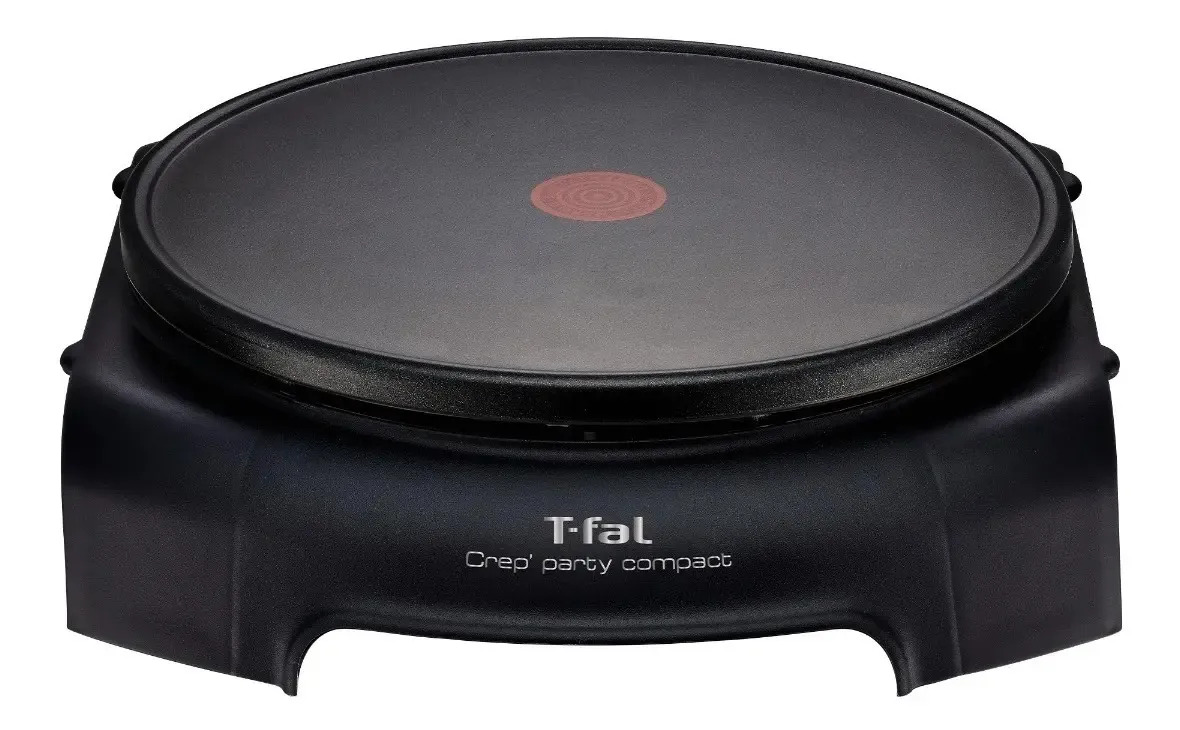 Crepera Eléctrica T-Fal Compact Negra con Antiadherente y Thermo-Spot para Hot Cakes y Crepas