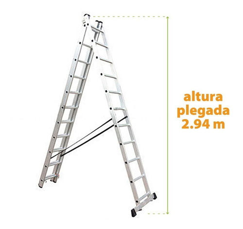 Escalera Aluminio Extensible 3 Tramos De 11 Escalones 7,56 M