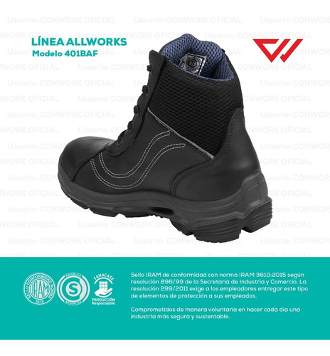 Imagen 7 de 10 de Botín De Seguridad Conwork Línea Allworks 401baf