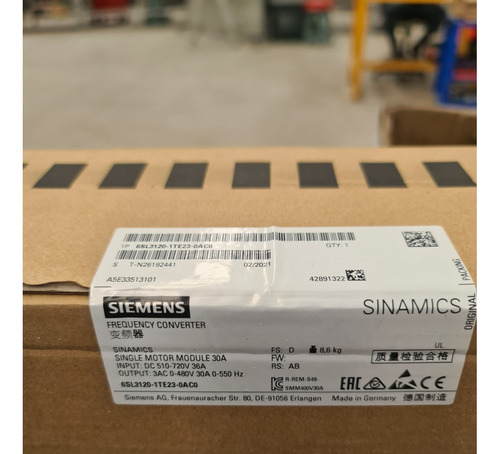 Convertidor De Frecuencia Servo Sinamics 6sl3120-1te23-0ac0 (Usado)