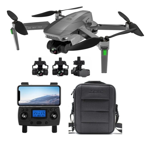 Drone Sg907 Max Gimbal 3 Eixos Com 3 Baterias E Maleta Cor Preto