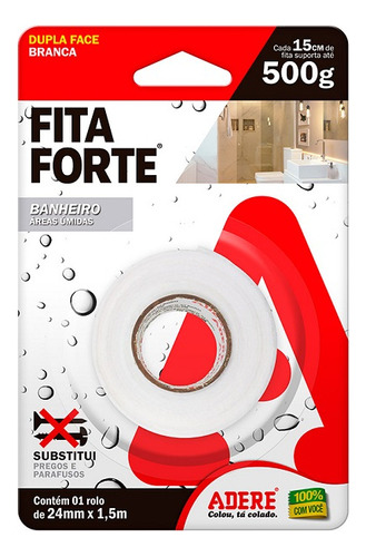 Fita Forte Dupla Face Banheiro Áreas Umidas 24mm X1,5m Adere