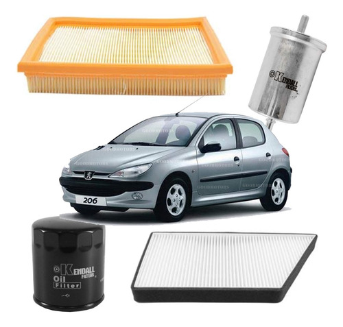 Kit Filtros Mantencion Peugeot 206 1.4 Bencina 1999-2003