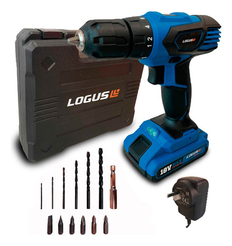 Taladro Percutor De Mano Inalambrico 18v Max + Maletin Color Azul