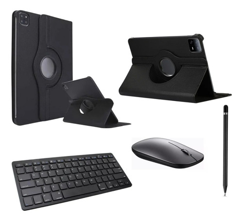 Kit Capa C/ Teclado E Mouse Bluetooth P/ Tablet Xiaomi Pad6 Cor Preto