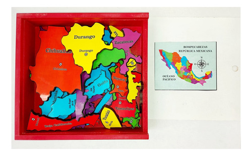 Rompecabezas Madera República Mexicana Estado Capital Grande