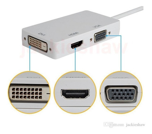 Adaptador Mini Dp Display Port A Vga Dvi Hdmi 20cms