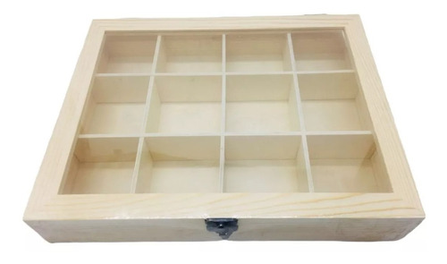 Caja De Madera  Para Té Con 12 Compartimentos