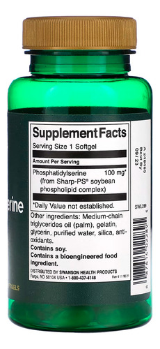 Fosfatidilserina 100mg Swanson 90 Softgels + Porta Cápsulas Sabor Sem sabor