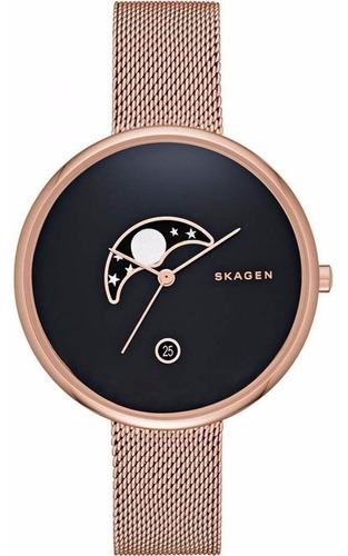 Reloj Skagen Mujer Face Lunar Malla Tejida Rose Moda Skw2371