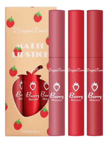 Kit 3 Unidades Batom Matte Lipstich Dragon Ranee Cor B