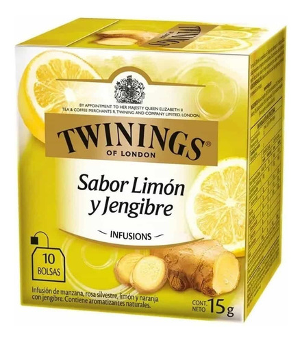 Te Twinings Limón Y Jengibre Caja X 10 Saquitos De 1,5 Gr