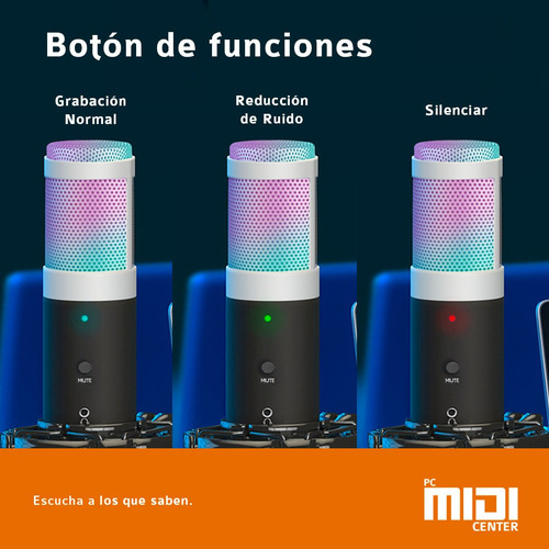Imagen 5 de 10 de Micrófono Midiplus Rgb830 Condensador Usb Streaming Podcast