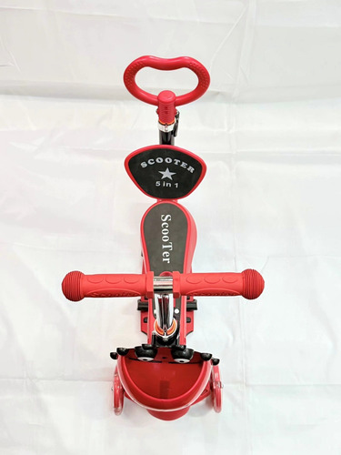 Scooter 5en1 Con De Pie Asiento Luces Led Mariquita 2-10años Rojo