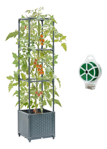 Cama De Jardín Elevada Con Jaula Para Maceteros De Tomate, J