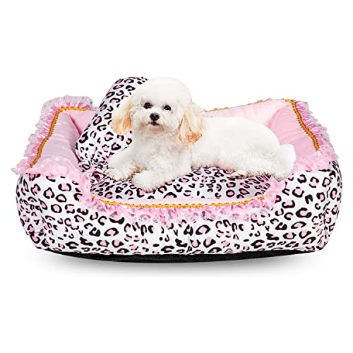 Gigreinc Linda Cama Rosa Para Cachorros Con Patrón De Leopar