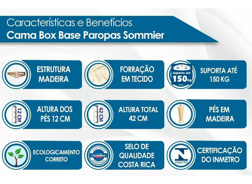Cama Box Base King Sommier Rústico Bordado White (193x203x30
