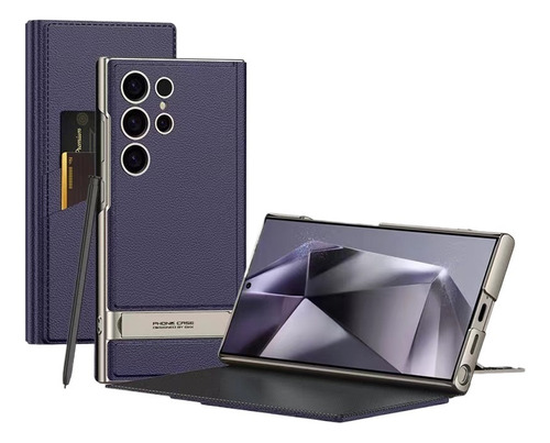 Para S24ultra Folding Stand Phone Case Carbon Fiber Pattern