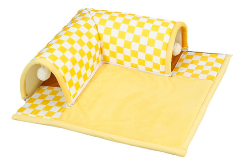 Túnel Para Gatos Y Centro De Juegos De Cama Con Amarillo .