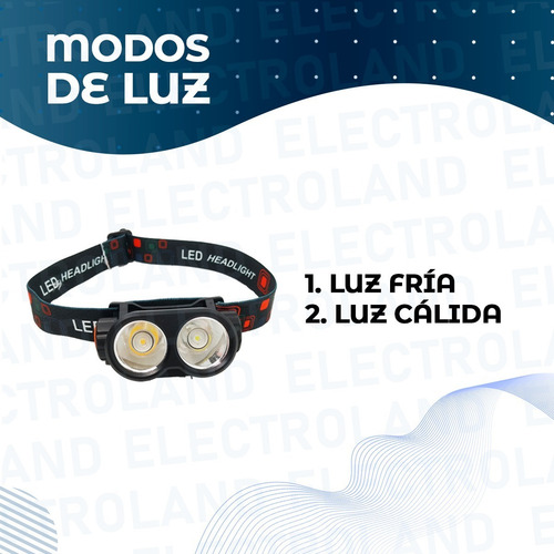 Imagen 5 de 10 de Vincha Minera Camping Recargable Usb Linterna Cálida Y Fría