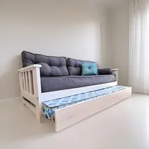 Comprar Diván Cama Blanco + 2 Colchones + Juego Almohadones Chenille