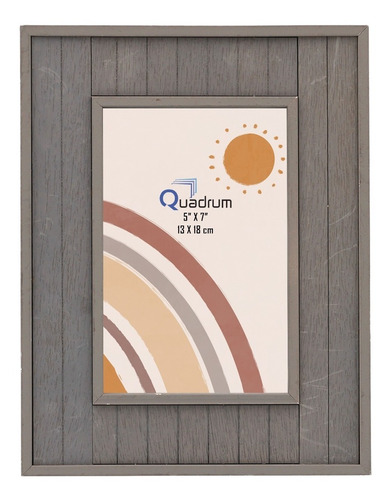 Portarretrato Anbud 5x7 Gris Láminas Madera Veta Mdf Rústico